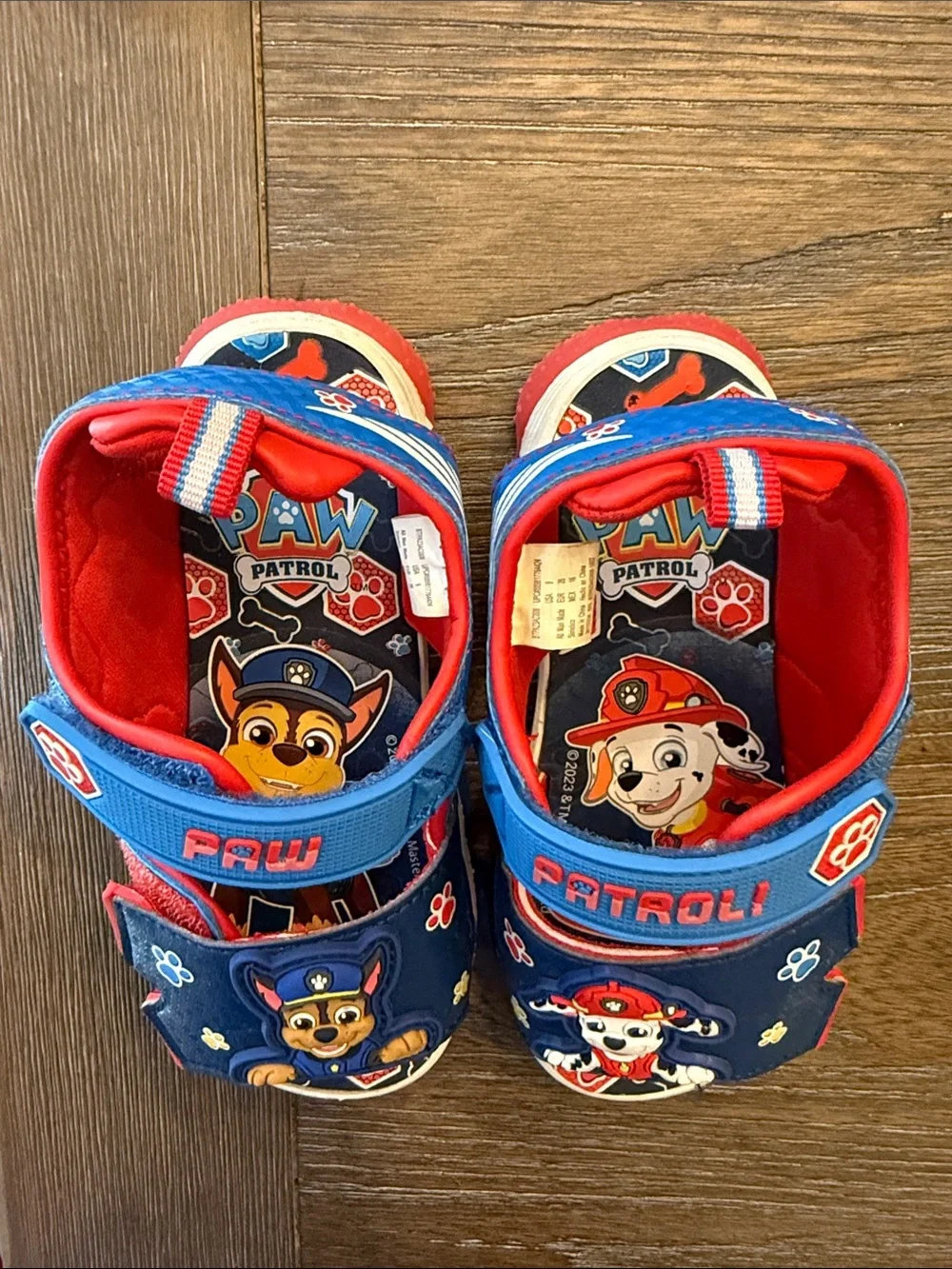 Paw Patrol Blue and Red Kids Light Up Sandals Size 9